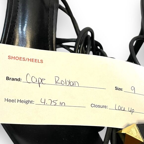 Cape Robbin Strappy Heel Sandals Womens 9 Black Studded Gold Sexy Open Toe Party - Picture 14 of 14